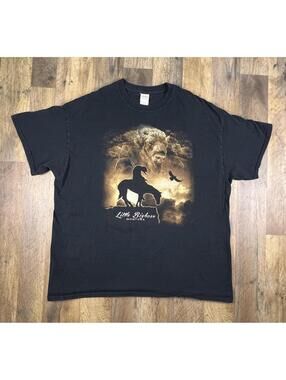 Vintage Little Bighorn Battlefield Montana Eagle Native Buffalo Horse XL Black